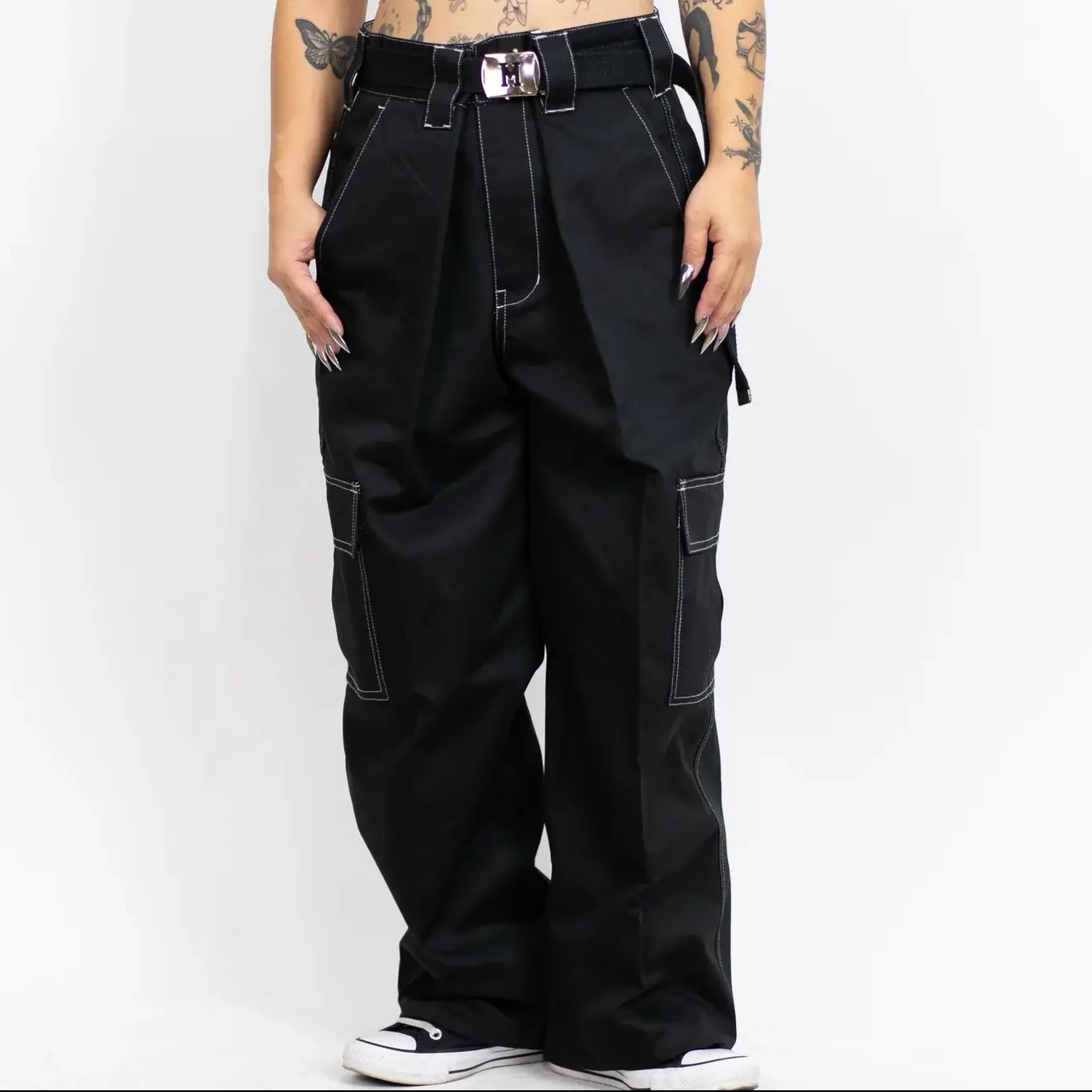 FB County Menswear Men's Cargo Work Pants - Cotton-Polyester Clothes with Button Closure, Fitted Design, Pocket Details, Bottom