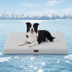 ZOMISIA Cooling Dog Bed for Crate, Q-Max>0.5 Cooling Mat with Removable Washable Cover, Orthopedic Egg Crate Foam Summer Pad for Extra Large Dogs, 41x27 Inch, Grey