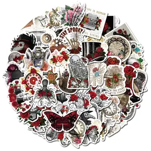 Creative Skull & Rose & Ghost Pattern Decal Sticker, 50pcs Waterproof Self Adhesive Decor Paper, Decor Sticker for Gift Greeting Card Water Bottle Laptop Phone