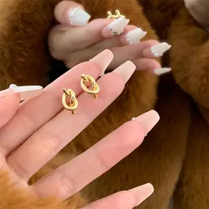 [New Product Offer] Personalized Small Knotted Earrings for Women, Simple Hollow Earrings, New Jewelry