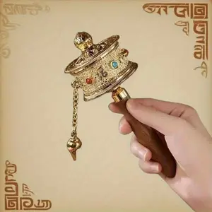 Tibetan Singing Bowl Portable Meditation Bell, Percussion Instrument, Six Lucky Sounds, Plastic Edges, Ideal for Yoga, Home Decor, Office