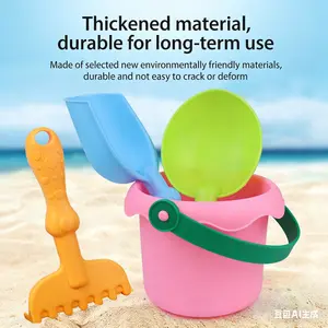 Kids Soft Rubber Beach Toys Summer Beach Water Play Dinosaur Sand Molds Tools Plastic Sand Play Set with Mesh Bag