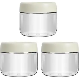 3 Pack BPA Free Glass 9.8oz jars with Airtight Lids, Overnight Oats Containers with Lids, Wide Mouth Mason Salad Jars