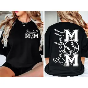 Baseball Mom shirt Baseball Mama 2 side Shirt , Gift for Mom, Layer-Friendly, Works in Any Weather, Casual Cool, For Every, Graphic Tee Shirt