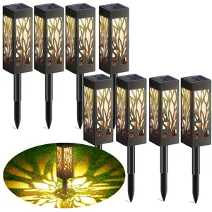 Solar Lights Outdoor Upgraded Bright Solar Pathway Lights Bigger Size Decorative Solar Waterproof Solar Powered Led Landscape Garden Lighting for Path Yard Walkway, 8/16 Pack