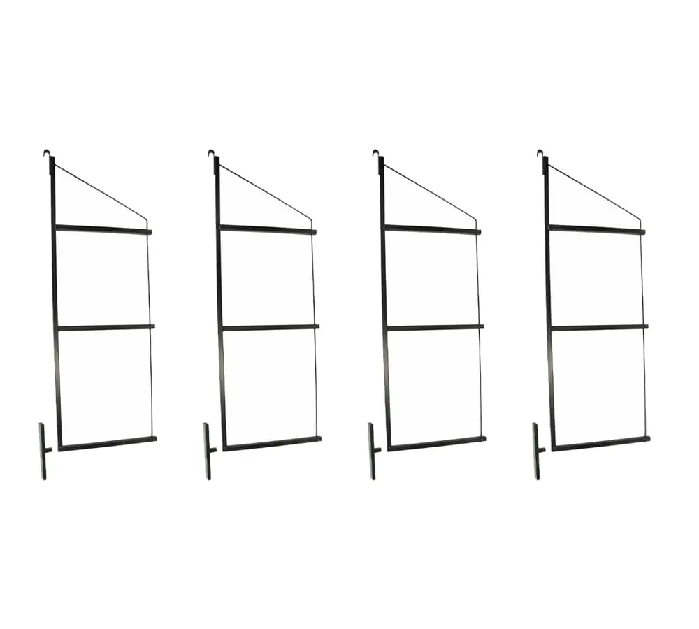 (4 Pack) 3 Tier Shipping Container Shelving Bracket with 24"(D) x 60"(H) - Black Powder Coated Steel Shelf Brackets for Heavy Duty Trailer Containers - Easy to Assemble & Remove