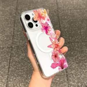 Girly Magnetic Phone Case for iPhone 17 16 15 14 13 12 11 X XR 8 7 Pro Max Plus Air 17E and Samsung Galaxy S24 S23 S22 S21 MagSafe Ready Slim Drop Proof Floral Soft Girl Aesthetic