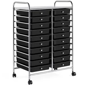 【20-Drawer】Yaheetec Rolling Storage Cart, Multi-Functional Organizer with Lockable Wheels for School, Office, Home, Beauty Salon, Craft+ Free Installation Gloves