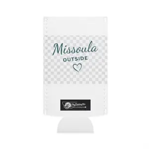 Missoula is Outside Montana Slim Can Cooler – Montana Map Heart Can Cooler for Outdoor Lovers