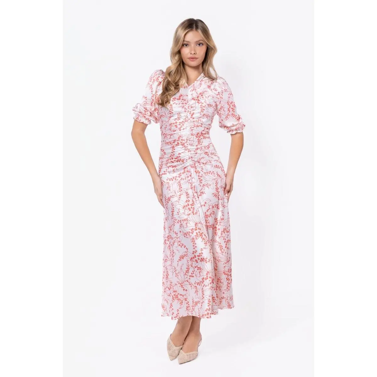 Audrey Dress Short Sleeve (Ivory Flower)