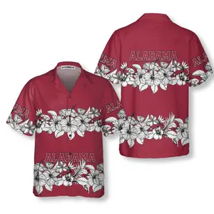 Alabama Flower Hawaiian Shirt, Floral Alabama Shirt For Men And Women, Alabama Gift, Short Sleeve Casual Button Down Shirts Summer Beach Shirt, Tropical Floral Shirt