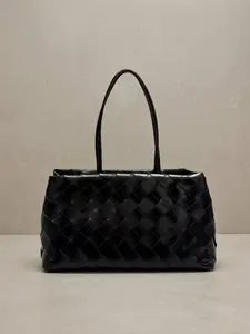 Luxe Classic Black Minimalist Woven Bag