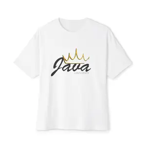 Crowned Java Boxy Tee, Relaxed Fit Oversized Tee, Coffee Lover Gift, Casual Everyday Wear, Unisex Street Style T-Shirt