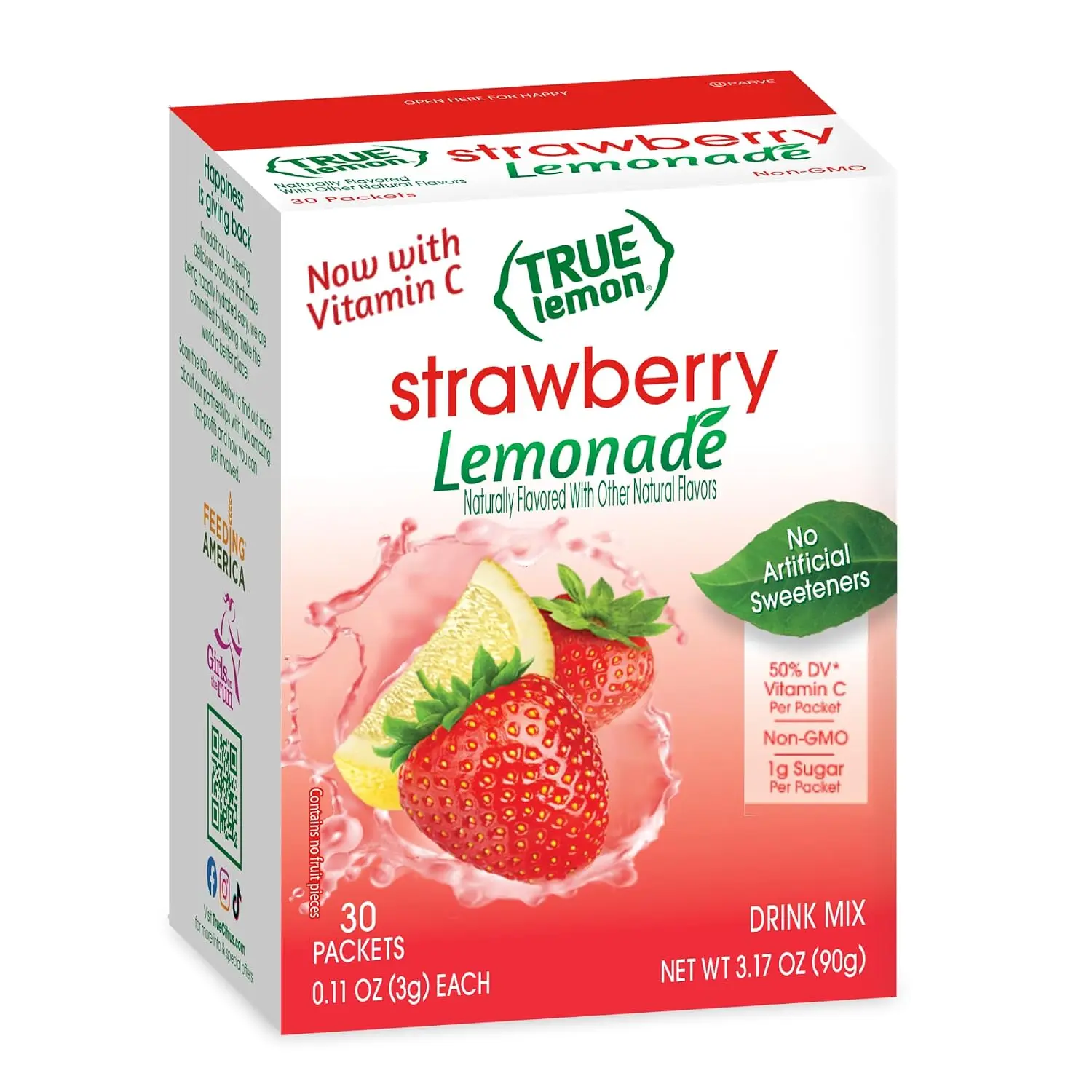 Strawberry Lemonade 30ct (Pack of 1) - Drink Mix - No Artificial Sweeteners, Low Calorie - Powdered Drink Mixes & Flavors - Water Flavor Packets & Water Enhancer with Stevia