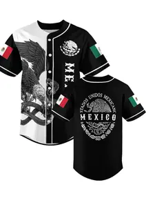 2026 Men's Trendy Fashion Casual Short Sleeve, 3D Print Baseball Shirt with Mexican Eagle and Snake Design, Stylish Athletic Wear