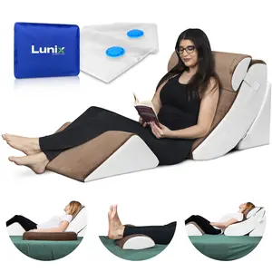 LX5 4pcs Orthopedic Bed Wedge Pillow System with Hot Cold Pack BrownWhite Memory Foam