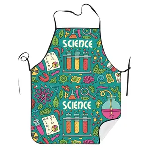 Chemical Creative Design Kitchen Apron, Men's Printed Work Apron, Adjustable Size Apron, Stylish Gardening Work Apron