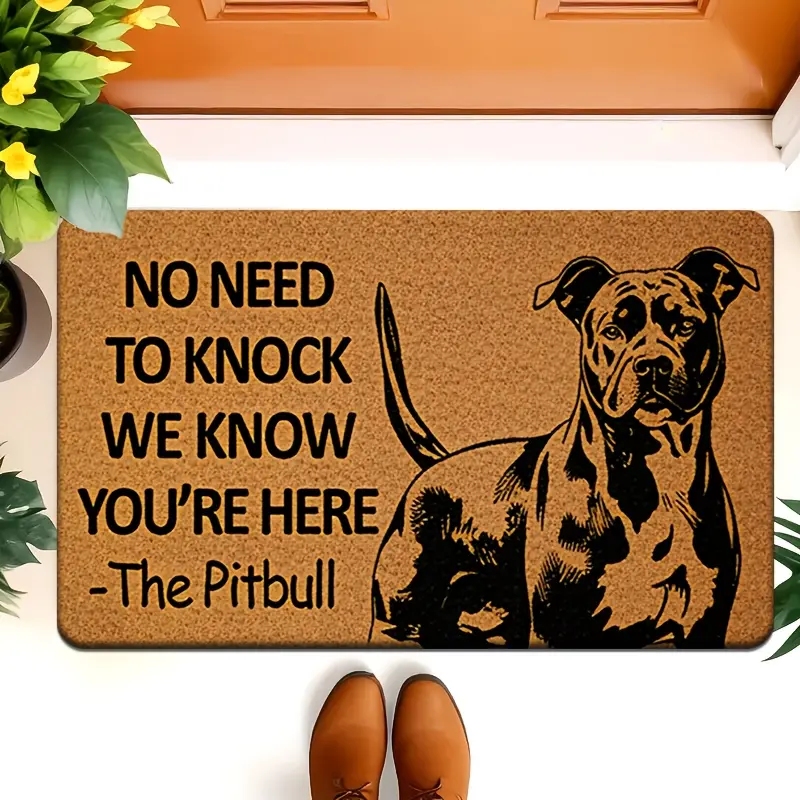 1pc Doormat Pitbull Dog Door Mat with Bold Text Design – Humorous Welcome Message, Ideal for Entryway, Living Room, Bedroom, Bathroom, Kitchen – Durable Fleece Material, Home Decor Accent, Entryway Use, Home Areas