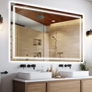 32"x24" LED Bathroom Mirror, Front Light and Backlit LED Mirror for Bathroom, Lighted Vanity Mirror for Wall, Stepless Dimmable, Anti-Fog, Shatter-Proof, Memory, Double LED Vanity Mirror