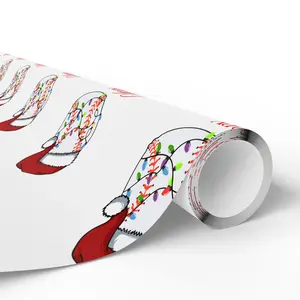 Merry Christmas Baseball Wrapping Paper with Holiday Lights - 30" x 180" White Glossy Finish
