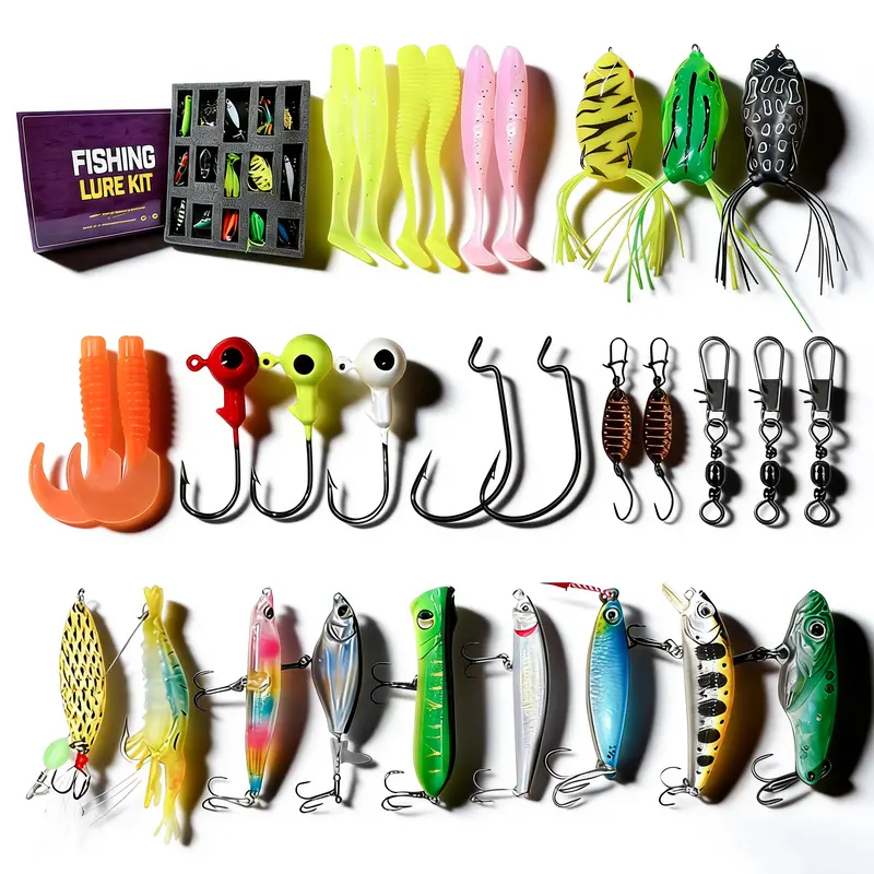 [TUODIAO] Fishing Lure Assortment Kit Diverse Shapes Soft Plastic Hard Bait Frog for Offshore Shore Fishing Effective Lures Targeting Various Game Fish