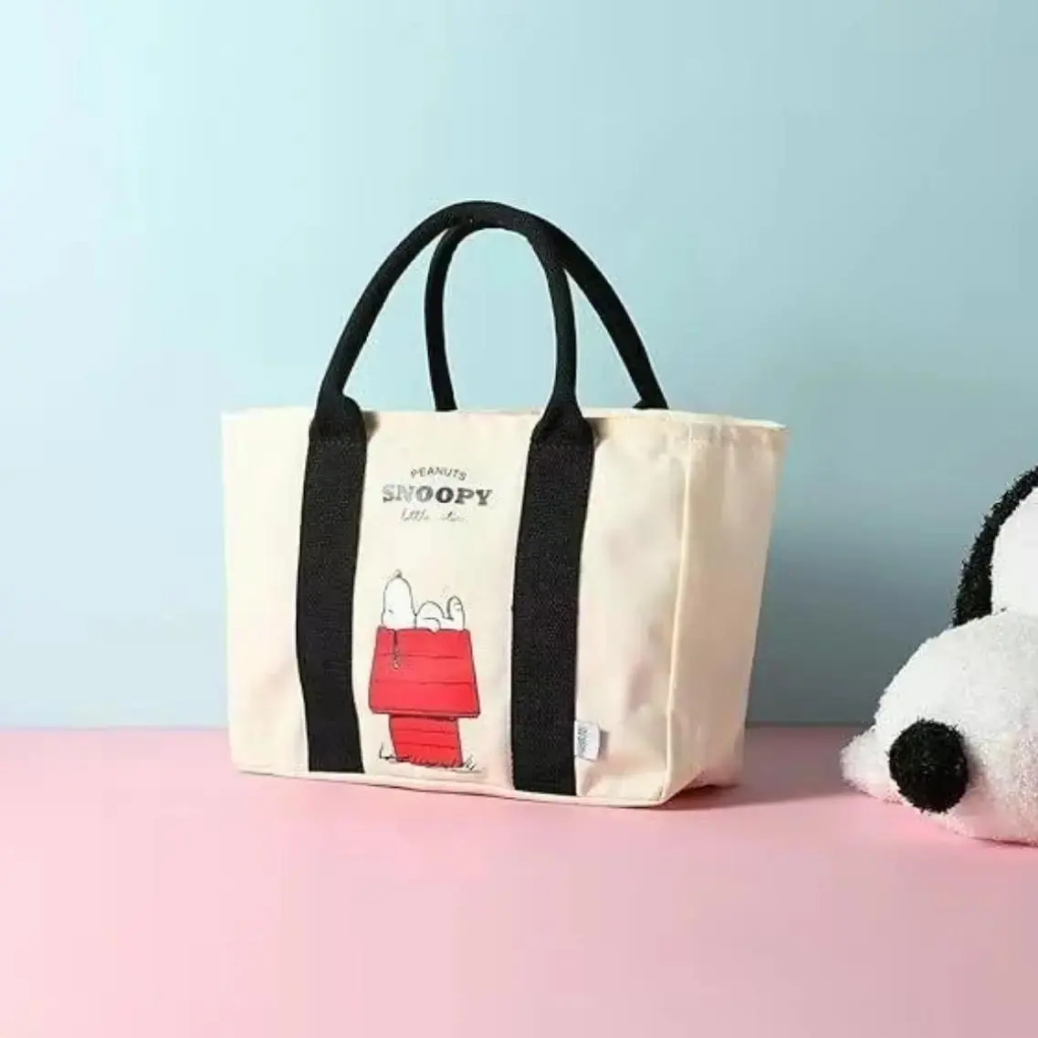 MINISO Peanuts Snoopy Summer Travel Canvas Tote Bag | Cream Cottagecore Handbag | Multi-use Bag for Travel, School & Daily Outdoor Use, Perfect Gift #SnoopyTote #CottagecoreStyle #SummerBag Aesthetic Tote Bag Fashion Tote Bag