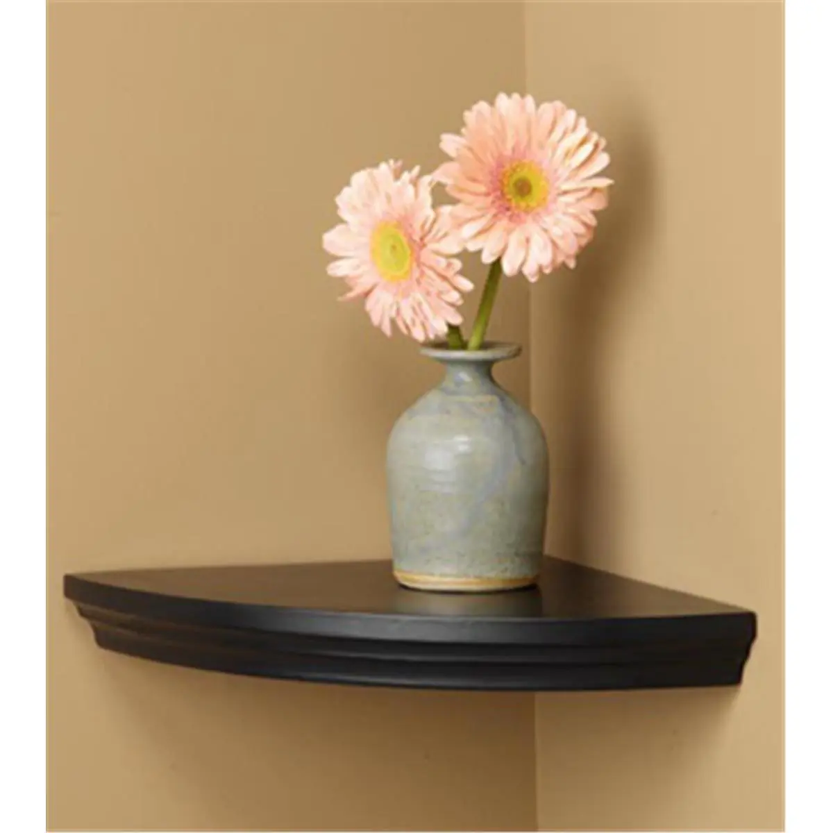 212 MAIN 12x12 in Flush Mount Pecan Corner Shelf - Amore Designs Solid Wood Traditional Wall Shelf, Decor, Space-Saving Commercial Office Furniture