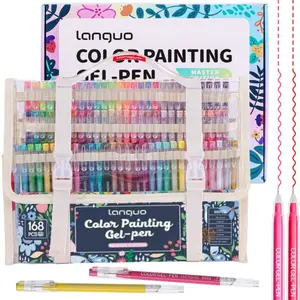 162 Colors Gel Pen Set with Storage Bag, 0.6mm Needle Tip Gel Pen, Large Capacity Ink Pens, Art Supplies for Diary, Card, DIY, Coloring, Doodling, Art Craft Supplies, Coloring Materials Set