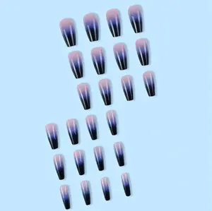Long Coffin Purple Ombre Press On Nails 24 CT