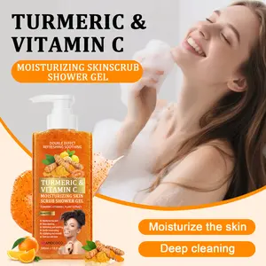 Nourishing Turmeric Body Wash with natural extract & glycerin, gentle cleansing, rich lather, deeply moisturizes skin, leaves it smooth and supple, suitable for all skin types, daily use for men and women
