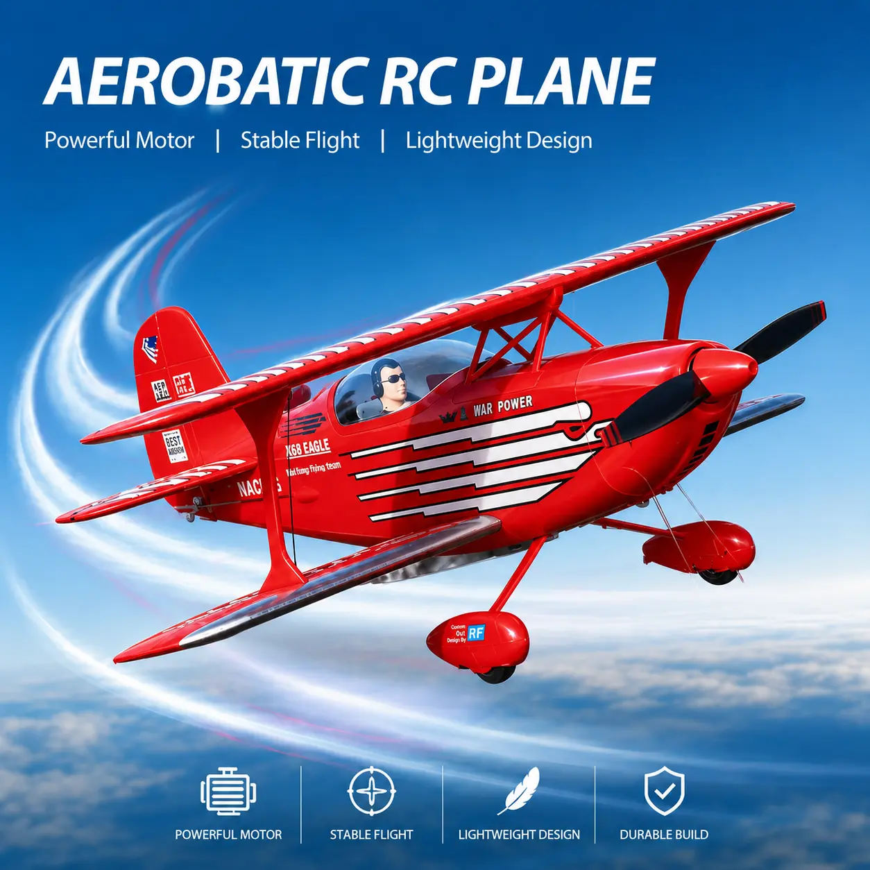 WLTOYS XKS A310 RC Biplane, 4CH Brushless Remote Control Airplane, 2.4GHz Fixed Wing Aircraft with 3D/6G Gyro Stabilization, 400mm Wingspan EPP Foam RTF Aerobatic Plane for Beginners Adults Hobbyists