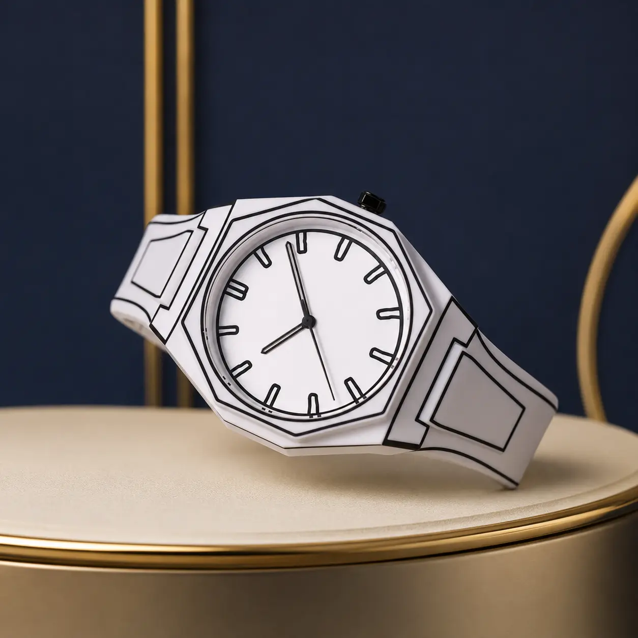 Waterproof Comic-Style Quartz Watch – Black & White