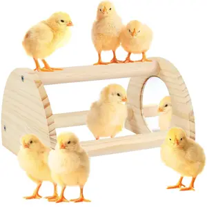 Chicken Perch with Mirror, Strong Chick Jungle Gym Roosting Bar, Chicken Toys for Coop and Brooder, Training Perch for Large Bird Parrot Macaw Hens (Small)