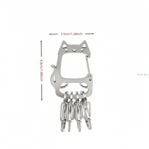 Cute Cat Stainless Steel Keychain with Heavy-Duty Spring Clip, Compact Lightweight Key Organizer for Daily Carry & Camping, Ideal Gift for Cat Lovers