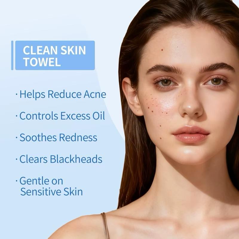 Clean Skin Cleaning Towels XL, USDACertifiedBiobased, ClinicallyAccepted, MakeupRemoval, SensitiveSkincare, 50 Count Resealable Pack, FacialWipes, Cleansing Cleanser, Dry Face Wipe