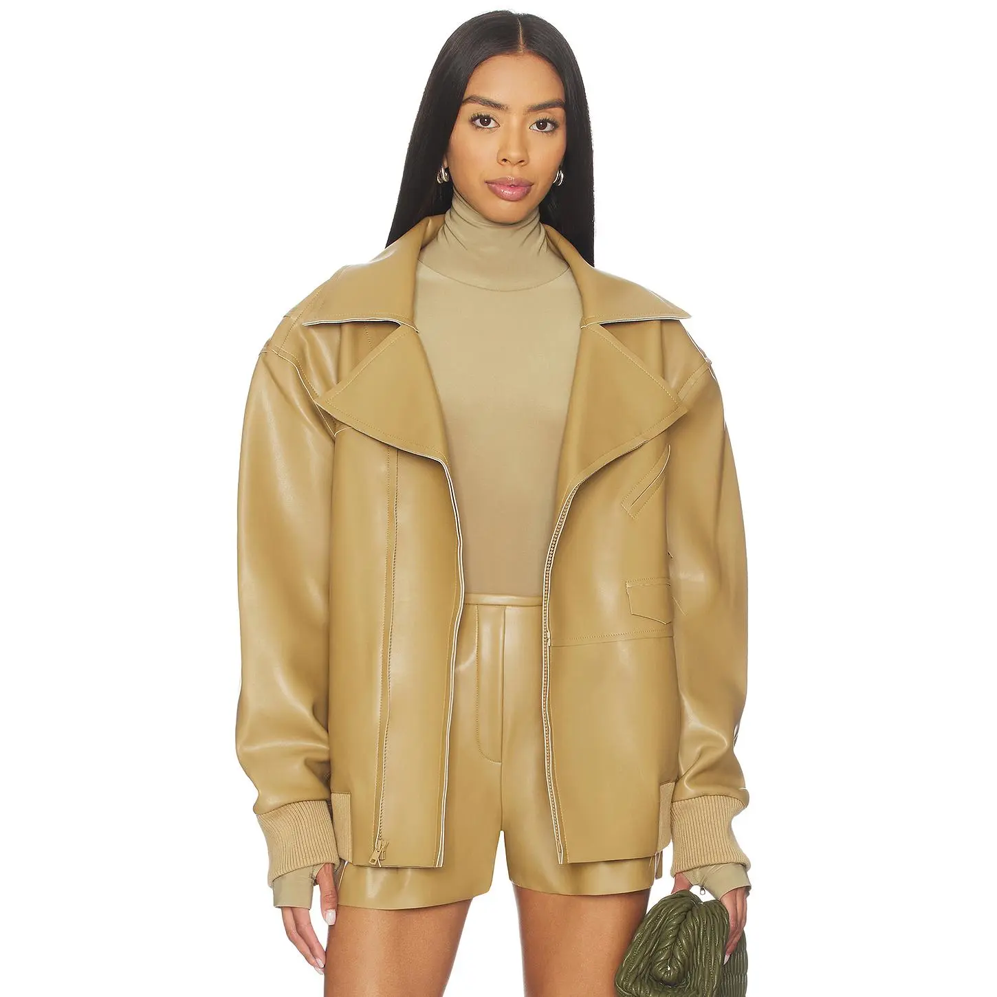 Norma Kamali Oversized Moto Jacket in Camel