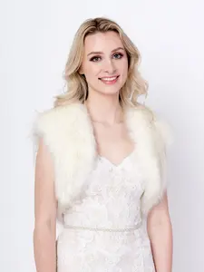 Ivory faux fur shrug bolero with darker tips