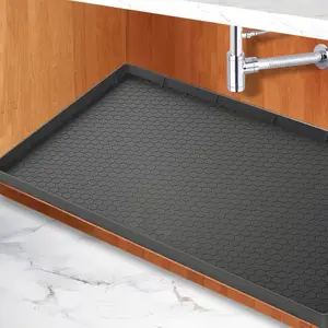 Under Kitchen Sink Mat 31" x 22",    Under Sink Tray, Under Sink Protector Mat for Bathroom and Kitchen Cabinets(black)