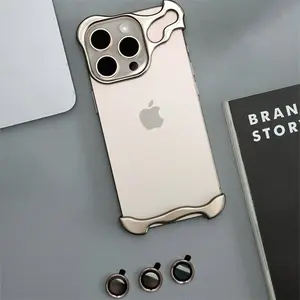 Irregular Metal Bumper Phone Case for iPhone 17 13 14 15 16 Pro Max Plus 17Air Aluminum Alloy Frameless Shockproof Cover