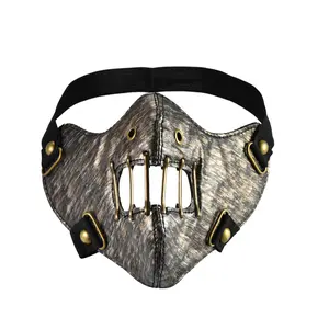 OIDEA Men's Industrial Lightweight Hollow-Cutout PU Leather Half-Face Mask, Breathable Alloy Copper Sports Adult Mask for Cycling, Cosplay - Comfortable Accessory Gift Pack