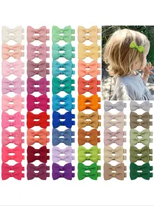 40pcs Mini Macaron Color Bow Hair Clips, Hair Clip Set, Cute Woven Design, Safe Non-Damaging, Perfect for Daily Wear & Holiday Gifts