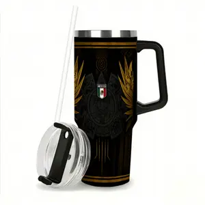 ️ Mexican Aztec 40oz Tumbler with Handle, Mexico Soccer Fan Travel Mug, Stainless Steel Vacuum Insulated Cup, Great Gift for Football Lovers