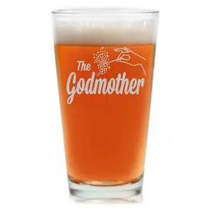 The Godmother Etched Pint Beer Glass 16 oz.