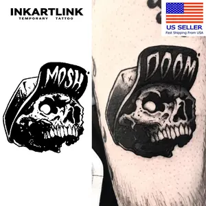 INKARTLINK Tattoo Tech, 2 Sheets Small Semi Permanent Tattoo, Adult Art Design Temporary Tattoos, Lasts 1-2 Weeks, Waterproof, Realistic Look, No Adhesive, No Reflection (Punk Rock)