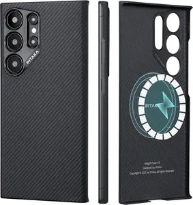 PITAKA Aramid Fiber PinButton for Samsung Galaxy S24 & Case 4/3 for Samsung Galaxy S24/23 Series: Sleek, MagSafe-Compatible, and Impossibly Thin All-round protection magnetic base