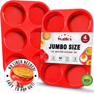 Silicone Muffin Top Baking Pans 4inch Jumbo Size, Premium Non-Stick Bakeware for Eggs, Hamburger Bun, Muffin Top, Food Grade & BPA Free, 2pcs