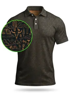 Men’s Black Copper Desert Pattern Polo Lightweight Breathable Athletic Golf Wear Outfit