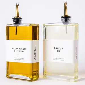 2 Pcs Olive Oil & Canola Oil Dispenser Set with 2 Pourers Funnel & 37 Labels Automatic Pouring Gold Finish for Kitchen Cooking Utensils