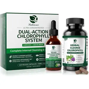Chlorophyll Liquid Drops and Capsules Combo Liquid Chlorophyll Internal Deodorant Energy Oral Freshness Immune Support Vegan Sugar Free