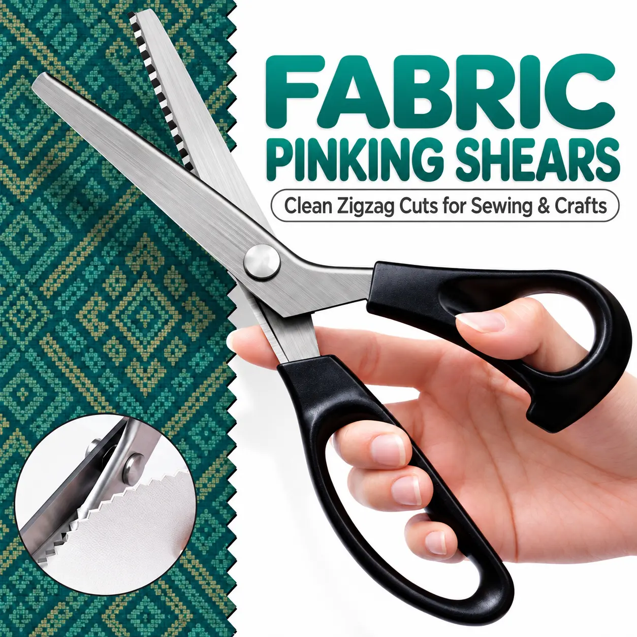 Stainless Steel Zig Zag Pinking Shears with Serrated Teeth - Durable, Sharp Sewing Tool for DIY Crafts, Dressmaking - Textiles & Sewing Supplies Accessory